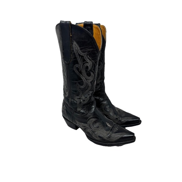 🔥Old Gringo Boots🖤BLACK Magic🎱Leather Western Cowgirl Snip Toe Embroidery 8 - Picture 4 of 8